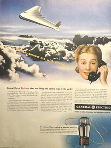General Electric Electronic Tubes Radio Flying Wing Anuncio impreso vintage 1942 - Imagen 1 de 2