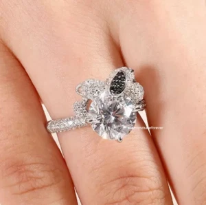 9.75CT Round Cut White Cubic Zirconia 935 Silver Snoopy Women's Engagement Ring - Picture 1 of 6