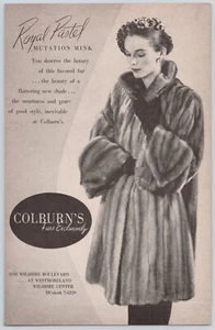 Anuncio impreso vintage California Los Ángeles Colburn's Furs moda de lujo años 50 - Imagen 1 de 1