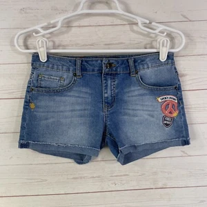 Lucky Brand Girls Riley Embroidered Cutoff Shorts Sz 16 Blue Stretch Denim 27x3 - Picture 1 of 8
