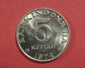 Indonesia 1974 5 Rupiah F.A.O. unc Coin - Picture 1 of 7