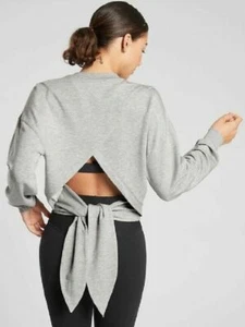 Athleta Yoga Tie Back Sweatshirt, neu ohne Etikett, Größe XL, grau meliert - Bild 1 von 4