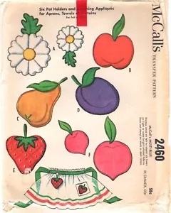 6 soportes para ollas y apliques a juego patrón de transferencia planchado McCall's 2460 © 1961 - Imagen 1 de 5