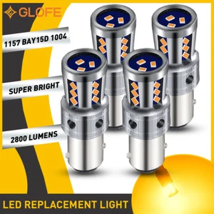GLOFE Amber Yellow LED Front Turn Signal DRL Parking Light Bulbs 1157 7528 4PCS - Imagen 1 de 14