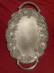 Vintage Lenox Aluminum Metal Serving Tray with Grape Vine Design 24”x16” Overall - Picture 1 of 9