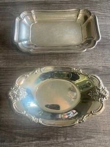 Vintage International Silver Company #448 Silverplate Orleans Rose Small Tray +1 - Foto 1 di 7
