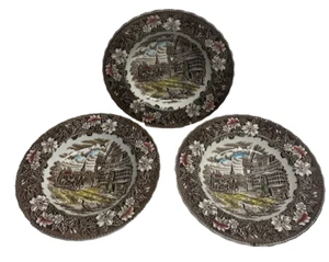 Royal Tudor Ware Staffordshire Coaching Taverns Rimmed Soup Plates, Set of 3 - Picture 1 of 12