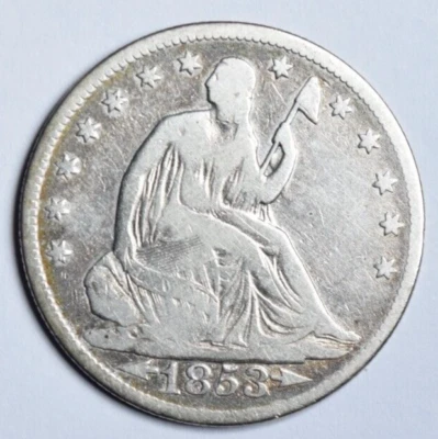 1853 A&R SEATED LIBERTY HALF DOLLAR ~ NICE FINE PRICED RIGHT! - Image 1 of 2