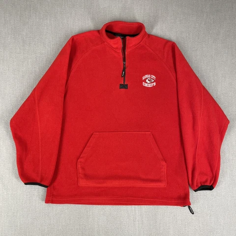 Vintage Y2K Kansas City Chiefs Mens 2XL 1/4 Zip Fleece Pullover Jacket Pockets Cover