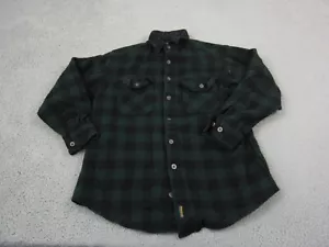 Vintage Woolrich Shirt Mens Large Green Black Wool Flannel Shrunk 90s Mackinaw - Picture 1 of 13