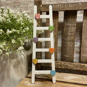 Mini Valentine SWEETHEART Ladder Tiered Tray Decoration XOXO LOVE Decor 8" - Picture 1 of 4