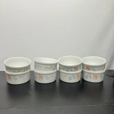 Juego de 8 aptos para microondas America Limoges Flowers porcelana fina Ramekins Foto 1 de 3
