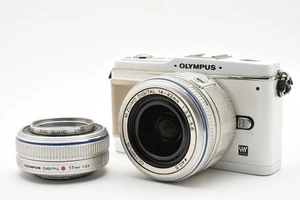 Olympus PEN E-P1 White w/14-42mm, 17mm Lenses, Leather Case [Exc+++] Japan 9324 - Picture 1 of 12