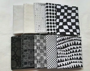 10 Fat Quarters - Black and White - FQ 18 x 22 100% Cotton Quilting Fabric - Picture 1 of 3