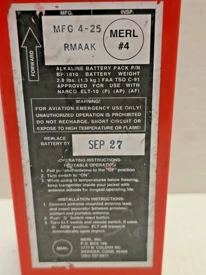 MERL BP-1010 ELT Battery Narco ELT-10  MFG: 4-25 (NEW) - Image 1 of 4