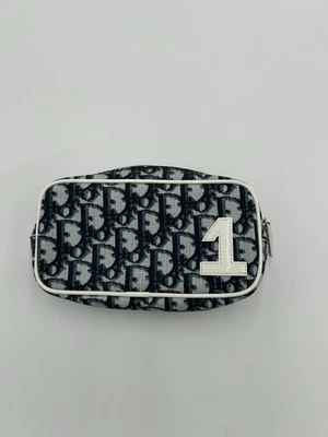 Auténtico bolso clutch de cosméticos Christian Dior Oblicuo Trotter azul oscuro Foto 1 de 4