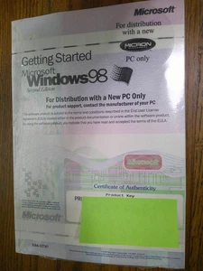 Microsoft Windows 98 deuxième édition pour PC - Neuf, scellé - Photo 1/2