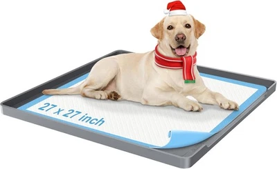 AISSLRO Pee Pad Holder for Dogs, 27"X27" Non-Slip Silicone Puppy 27L x 27W x 1H, Grey