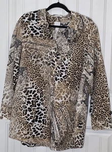 Chicos Tunika-Top mit Knopfleiste hellbraun schwarz braun weiß Animal-Print Gr. 20 2XL neu mit Etikett - Bild 1 von 15