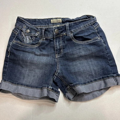 Earl Womens Jean Shorts Sz 8 Embroidered 5 pockets cuffed hem  item 131 - Image 1 of 4