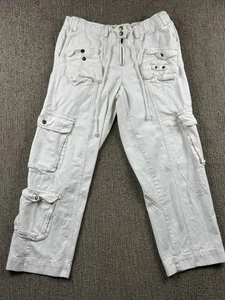 Free People Damen S Tahiti Cargo Hose Weiß Elfenbein Utility Y2K Boho - Bild 1 von 7