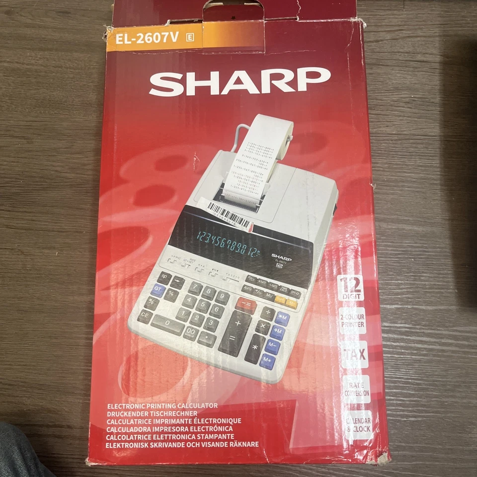 Sharp EL2607V 12-Digit Printing Calculator | Dual Colour Printing | Tax Calculat - Image 1 of 1