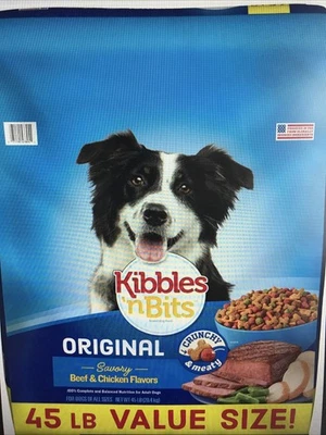 Bolsa de 45 lb Kibbles Bits Original Sabores de Carne de Res Sabores de Pollo Foto 1 de 3