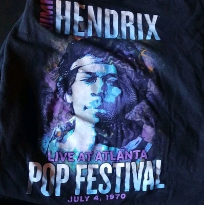 JIMI HENDRIX LIVE AT ATLANTA POP FESTIVAL JULY 4 1970 Black T  Womens MEDIUM  - Image 1 of 4