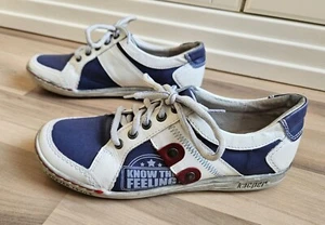 Kacper Damen Sneaker echt LEDER, weiß blau, Gr 39, Slipper Schürschuhe Halbschuh - Bild 1 von 4