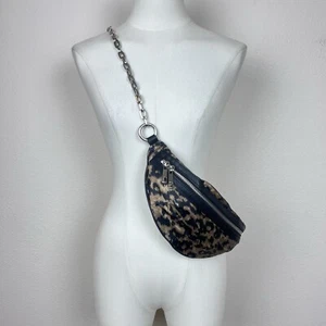 Zara Purse Crossbody Belt Bag Chain Animal Print Leopard Cheetah Satin Mobwife - Picture 1 of 11