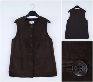 Womens Leather Waistcoat Small Size US 6 EU 36 ESPRIT Brown Formal Dress Vest - Picture 1 of 13