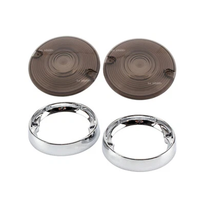 Deep Dish Turn Signal Bezels Smoke Lens For Harley Touring Road King Road Glid Foto 1 de 4