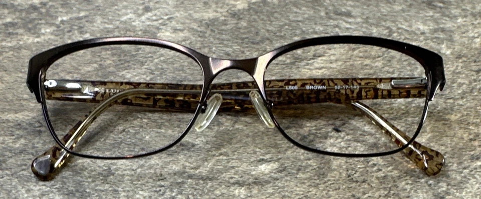 Marco de gafas de metal con ojo de gato marrón oscuro para mujer LUCKY BRAND L505 52-17-140 G6 Foto 1 de 4