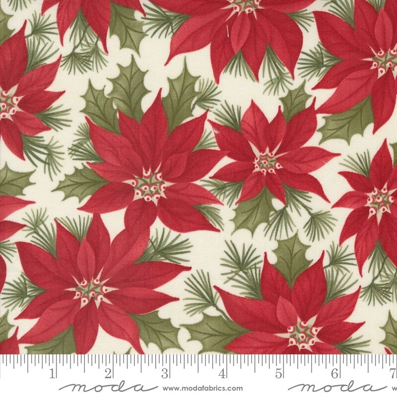A Christmas Carol Promising Poinsettia Snowflake by 3 Sisters for Moda 1/2 Yard - Image 1 of 1