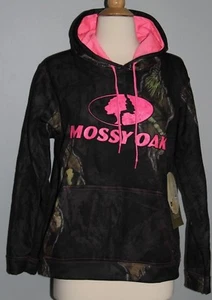 New MOSSY OAK Break-Up Eclipse Black Camo Hoodie Ladies Size S or M Sweatshirt - Picture 1 of 3