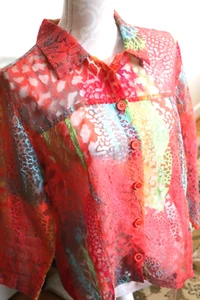 Chaqueta Toni Morgan L Para Mujer Estampado Multicolor Botón Frontal Nueva Sin Etiquetas Semi Transparente - Imagen 1 de 9