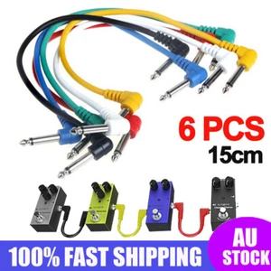 Set 6 Pack Plug Angled Leads Cables Patch For Guitar Effect Pedal 6.35mm Jack AU - Picture 1 of 11