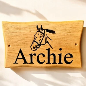 Horse Dog Pet Name Stable Door Sign Carved Wooden House Plaque Engraved Oak Wood - Picture 1 of 6