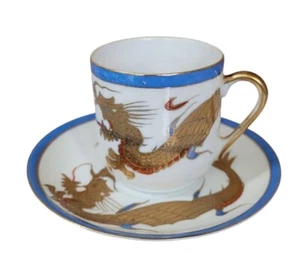 Vintage Japanese Dragonware Demitasse Cup & Saucer Set Hand-Painted Porcelain 2 - Picture 1 of 10