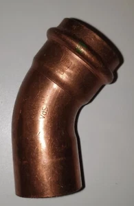1 Stück: VIEGA 35mm 45 Grad i/a Bogen - Profipress Pressfitting Kupfer - Bild 1 von 2