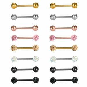 16pcs 14G Surgical Steel Straight Piercing Bar Barbells Tongue Nipple Rings - Picture 1 of 7