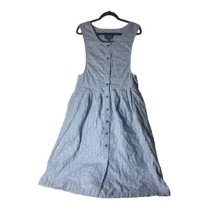 VTG Woolrich Button Down Maxi Dress Women's Large Gorgeous Beach Blue Pockets! - Picture 1 of 12