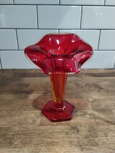 Vintage Westmoreland Red Alberina Glass Jack in the Pulpit Bud 6.25" Tall Vase - Picture 1 of 5