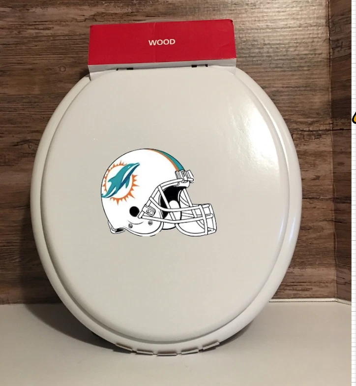 Miami Dolphins Madera Estándar Asiento de Inodoro Hombre Cueva Baño Decoración Equipo Casco Foto 1 de 1