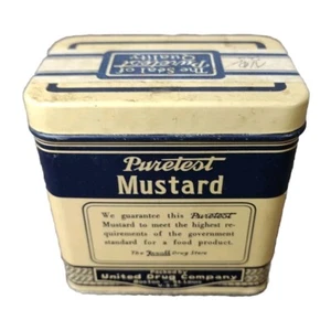 Vintage PURETEST MUSTARD SPICE TIN United Drug Co Boston St Lois USA 4 OZ - Picture 1 of 14
