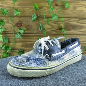 Zapato de barco SPERRY con lentejuelas a cuadros para mujer tela azul con cordones talla 8,5 mediano - Imagen 1 de 10