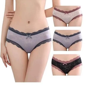 3 packs Women Sexy Lace Panties Mid Waist Lingerie Breathable Seamless Underwear - Picture 1 of 7