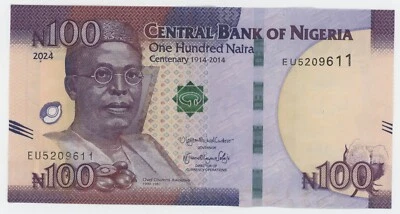 Nigeria 100 Naira 2024 Pick 41 UNC Uncirculated Banknote Conmemorative - Image 1 of 2