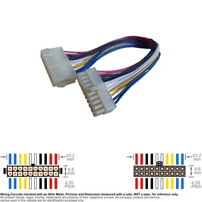 Cable Internal DC Power Supply ATX Extension 20-pin 12" 20AWG - Image 1 of 2