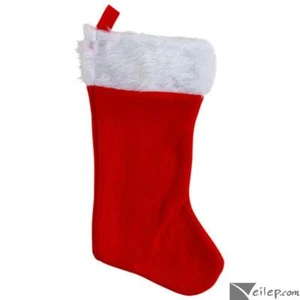 Medias de Navidad de 18 pulgadas de lana suave de lujo con piel sintética regalo de vacaciones, roja blanca - Imagen 1 de 1